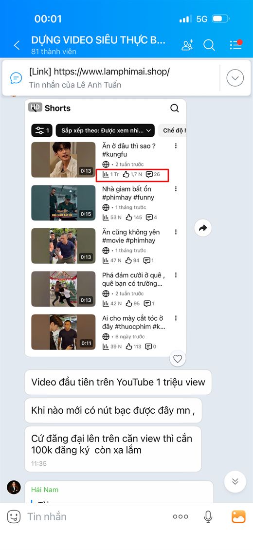 Video YouTube đầu tiên 1 triệu view