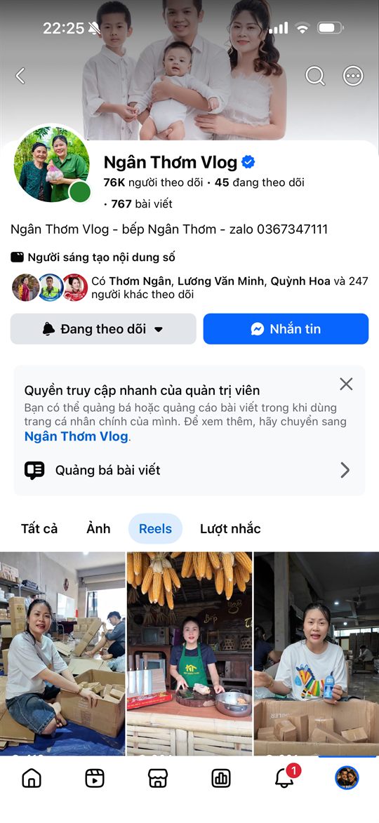 Kênh Facebook Ngân Thơm Vlog bếp